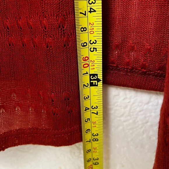 SLINKY BRAND Open Front Long Sleeve Burnt Orange/Rust Lightweight Cardigan 1X - Picture 4 of 8